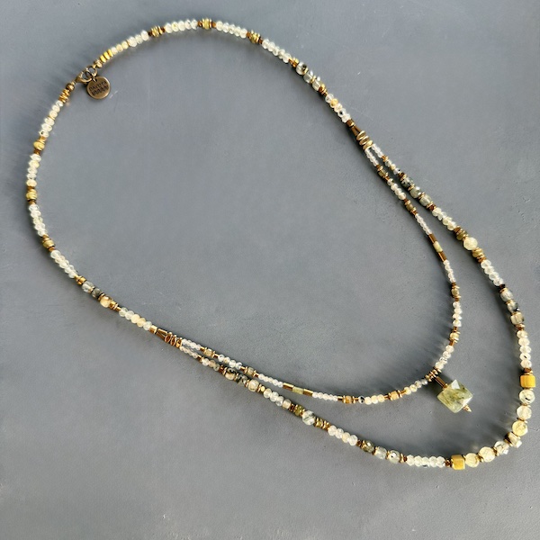 Collier double SLOWLIA 53 et 60 cm en préhnite