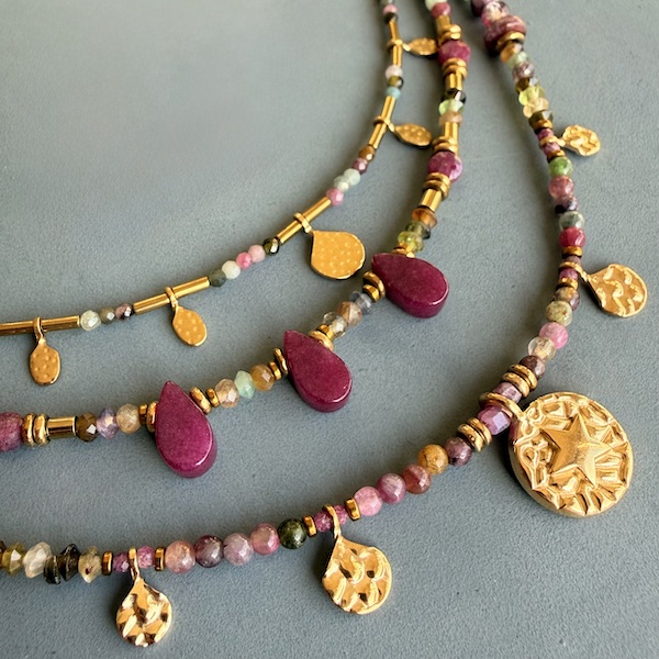Colliers NUMPA, TOPA et NATAKE tourmaline
