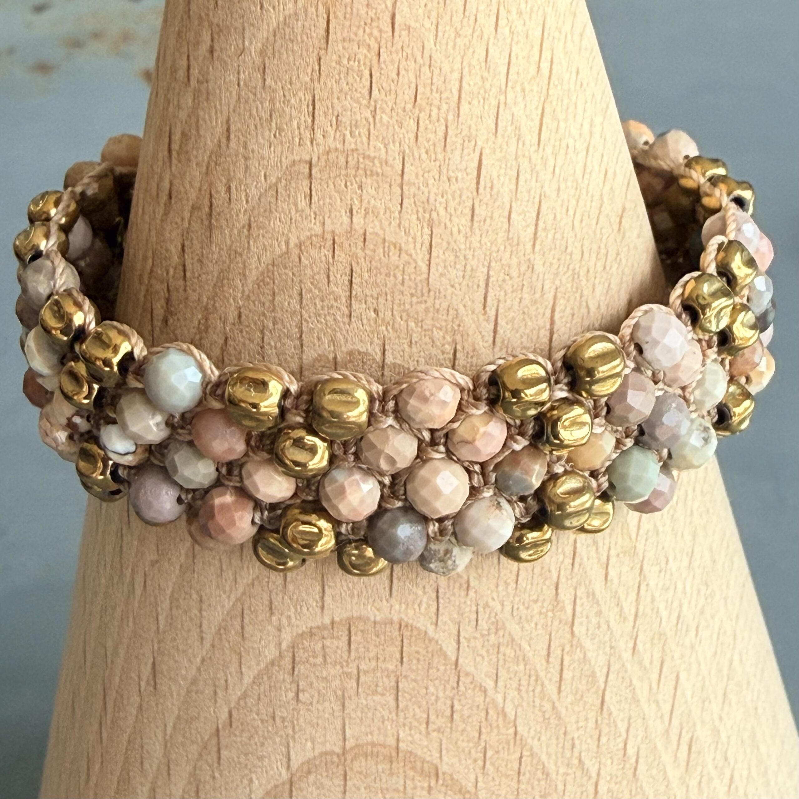 Manchette macramé agate pastel-1