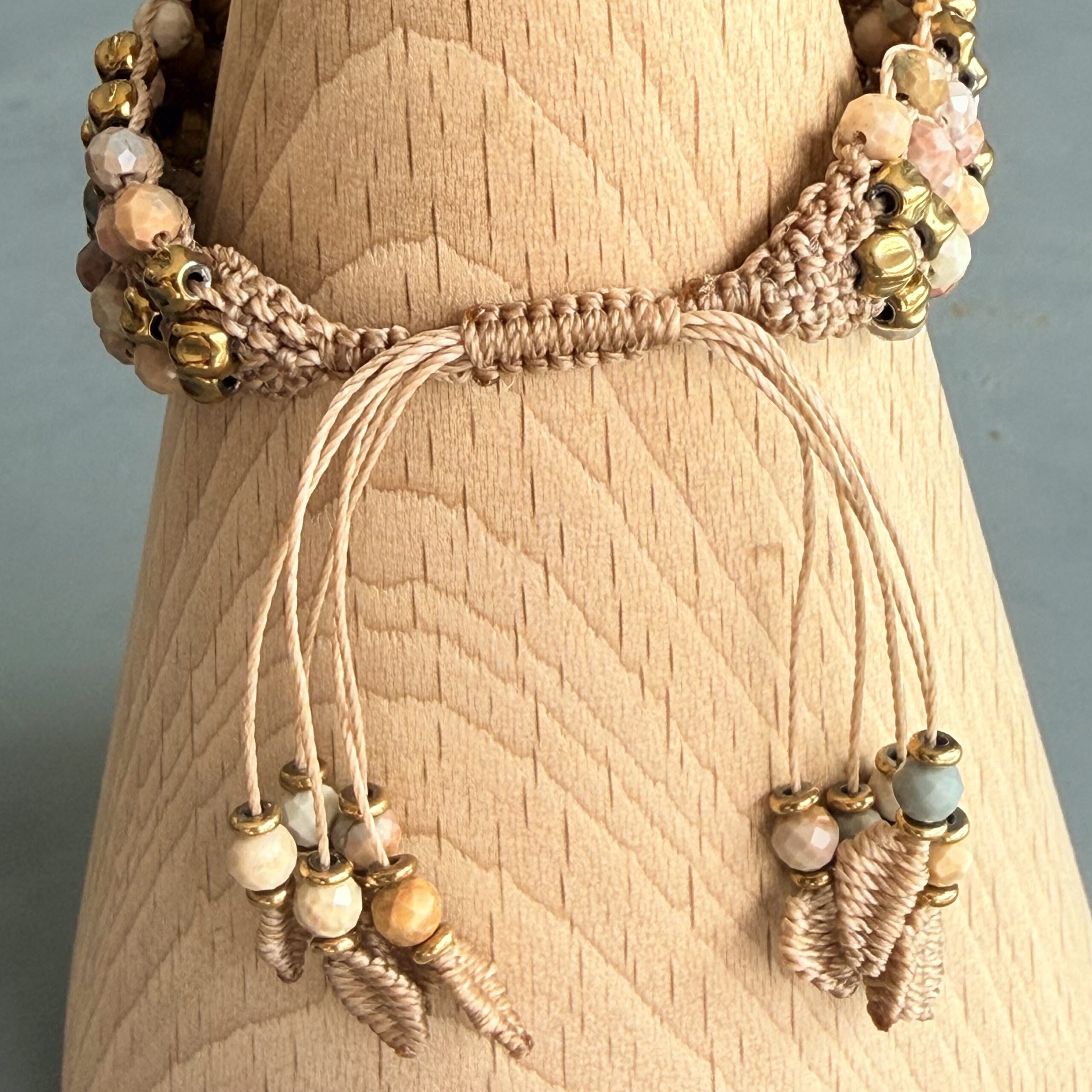 Manchette macramé agate pastel-2