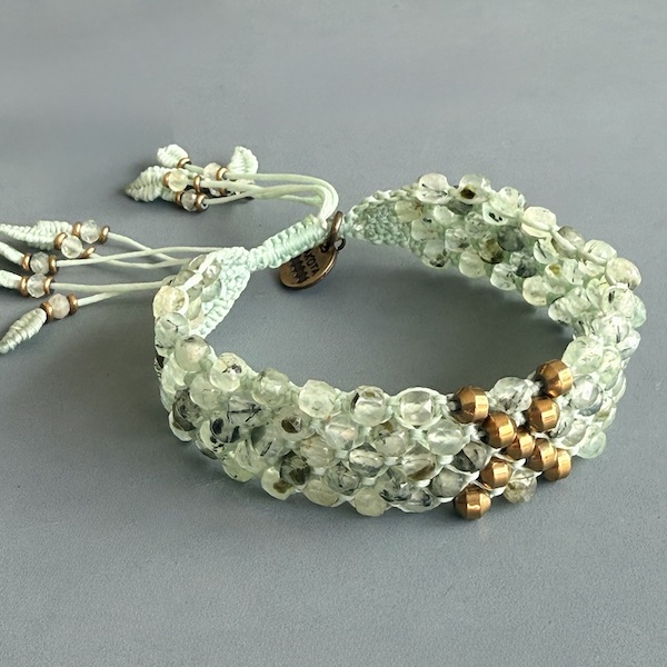 Manchette macramé préhnite