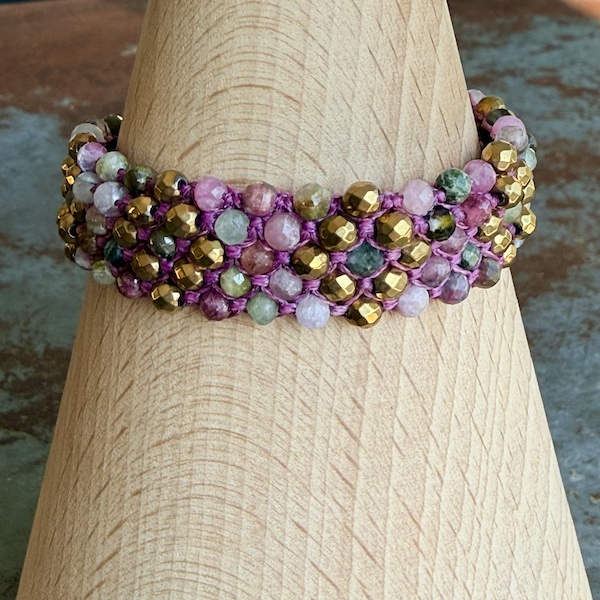 Manchette macramé tourmaline-3