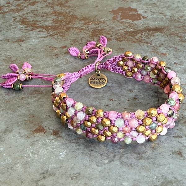 Manchette macramé tourmaline