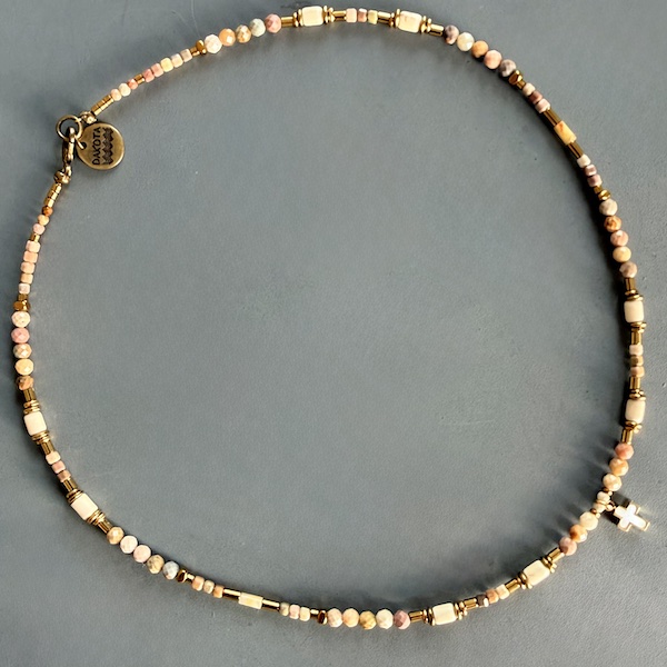 Ras du cou TOPA 42 cm en agate pastel