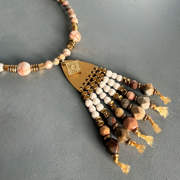 Sautoir NAPYUKA 92 cm en agate pastel-1