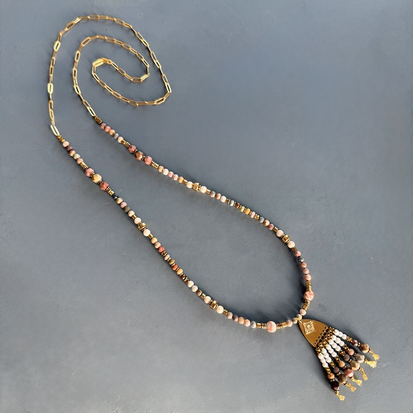 Sautoir NAPYUKA 92 cm en agate pastel