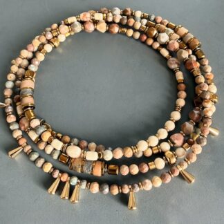 Sautoir TANKA 109 cm en agate pastel