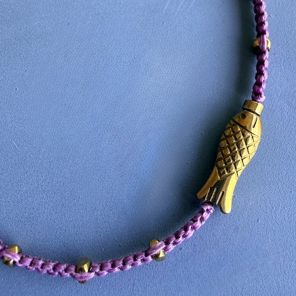 Bracelet de cheville HOGAN en macramé mauve-1