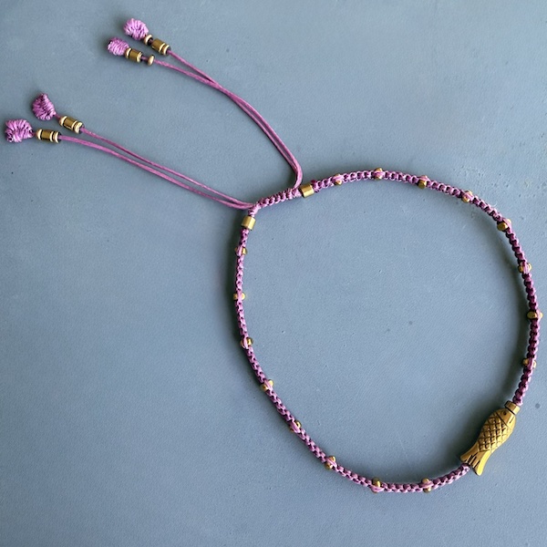 Bracelet de cheville HOGAN en macramé mauve