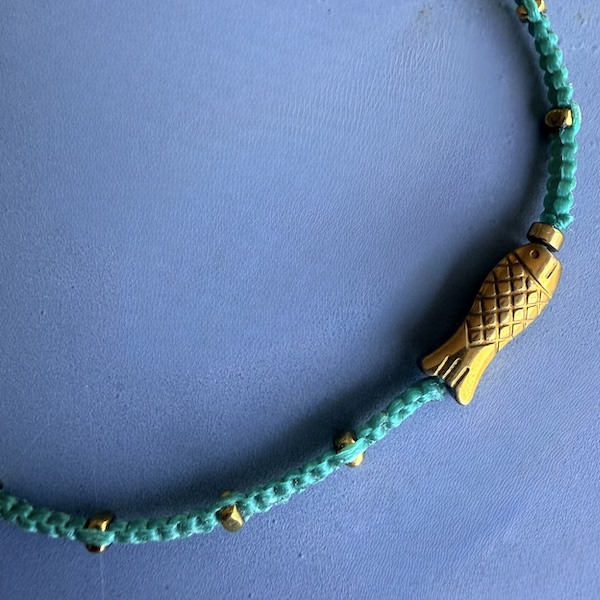 Bracelet de cheville HOGAN en macramé vert-1