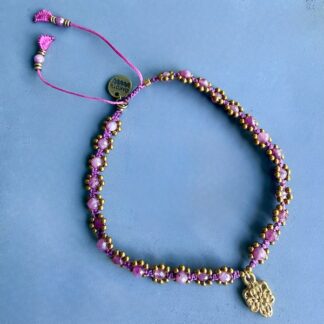 Bracelet de cheville WAKA en tourmaline rose