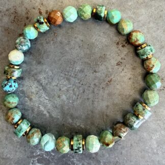 Bracelet en chrysocolle et turquoise africaine-11