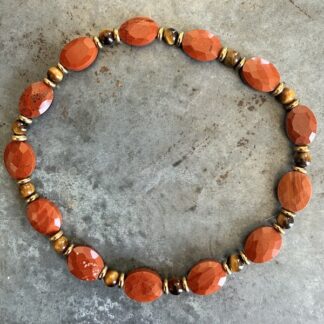 Bracelet en jaspe rouge et oeil de tigre-7