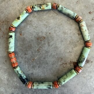 Bracelet en turquoise africaine et jaspe rouge-4