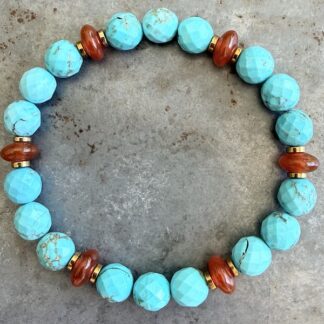 Bracelet en cornaline et howlite turquoise-4