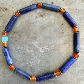 Bracelets en cornaline, lapis lazuli et howlite turquoise-2