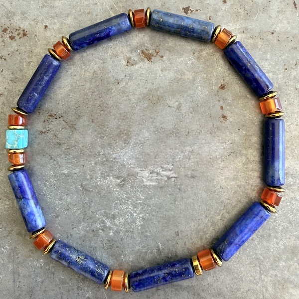 Bracelets en cornaline, lapis lazuli et howlite turquoise-2