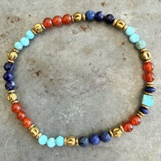 Bracelets en cornaline, lapis lazuli et howlite turquoise-3