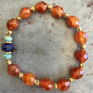 Bracelets en cornaline, lapis lazuli et howlite turquoise-8