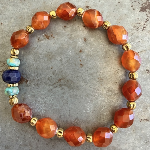 Bracelets en cornaline, lapis lazuli et howlite turquoise-8
