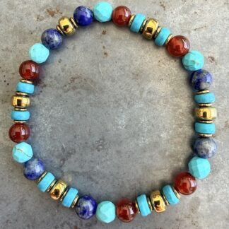 Bracelets en cornaline, lapis lazuli et howlite turquoise-9