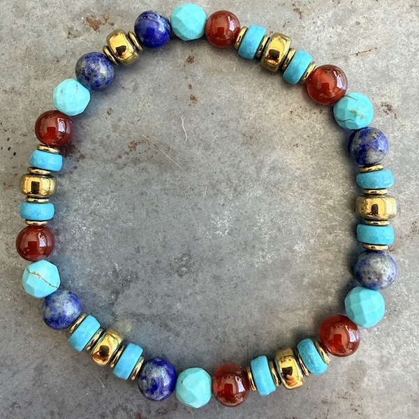 Bracelets en cornaline, lapis lazuli et howlite turquoise-9