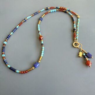Collier COKATA 75 cm en cornaline, lapis lazuli et turquoise de Hubei
