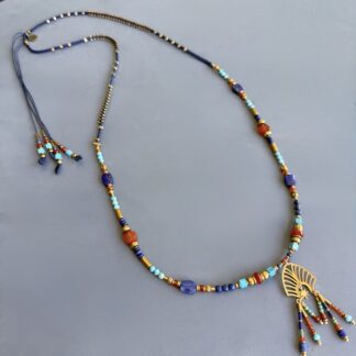 Collier NAPYUKA 90 cm en cornaline, lapis lazuli et turquoise de Hubei