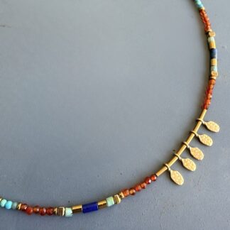 Jonc NUMPA 40 cm en cornaline, lapis lazuli et turquoise de Hubei -1