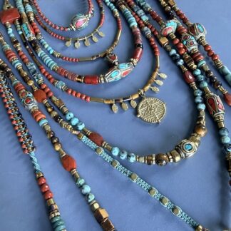 Turquoise africaine, jaspe rouge et oeil de tigre
