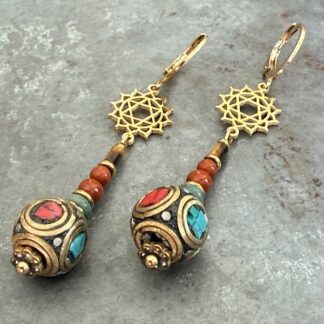 Boucles d'oreilles OWI 1159 en turquoise, jaspe et oeil de tigre-2