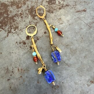 Boucles d'oreilles OWI 1163 en lapis, cornaline et turquoise