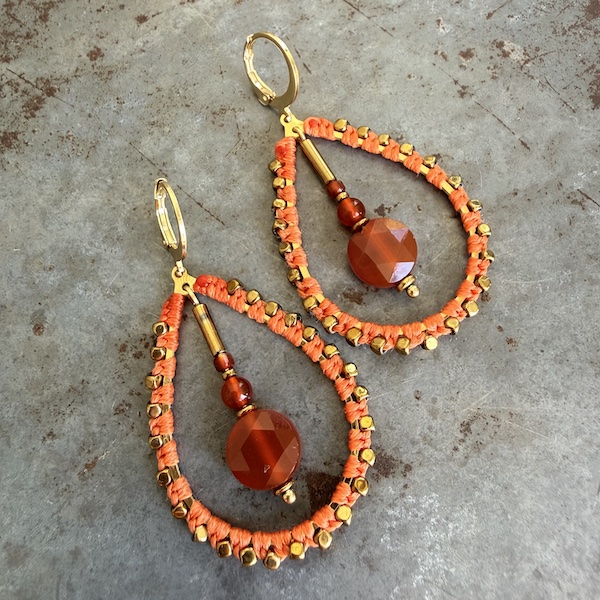Boucles d'oreilles OWI 1166 en cornaline-1