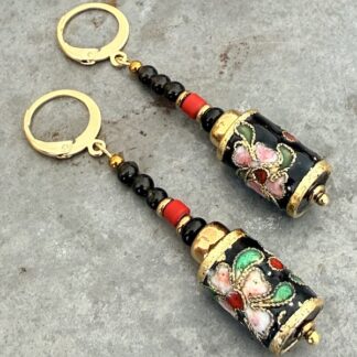 Boucles d'oreilles OWI 1169 en spinelle et millefiori de Murano