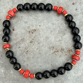 Bracelet en spinelle et howlite rouge-7