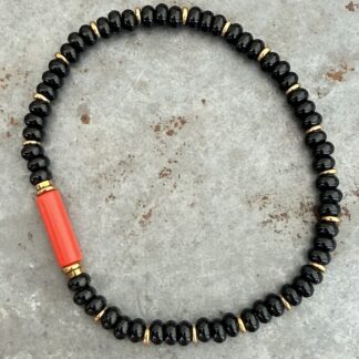 Bracelet en spinelle et howlite rouge-8