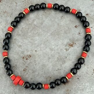 Bracelet en spinelle et howlite rouge-9
