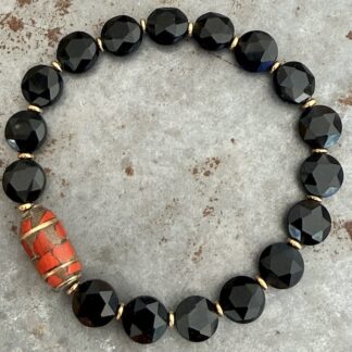 Bracelet en spinelle et perle tibétaine-6