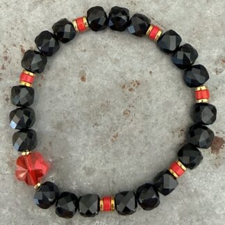 Bracelet en spinelle, howlite rouge et cristal-5