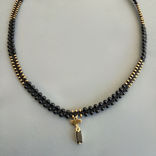 Collier macramé 41 :55 cm en spinelle-3