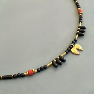 collier Numpa 40 cm en spinelle et howlite rouge-1